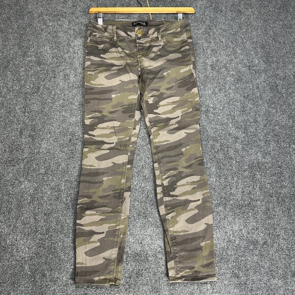Express Jeans Womens 2 Skinny Gray Green Camouflage Cotton Stretch Pockets - Picture 1 of 10
